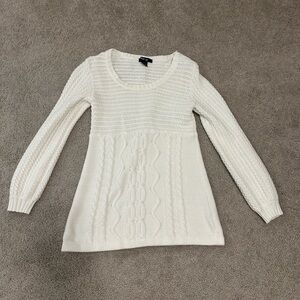 white babydoll knit sweater